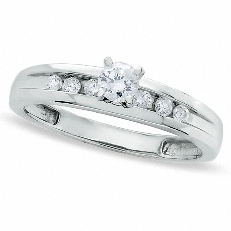 0.33 CT. T.W. Natural Diamond Engagement Ring in Solid 10K White Gold