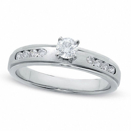 0.50 CT. T.W. Natural Diamond Engagement Ring in Solid 14K White Gold