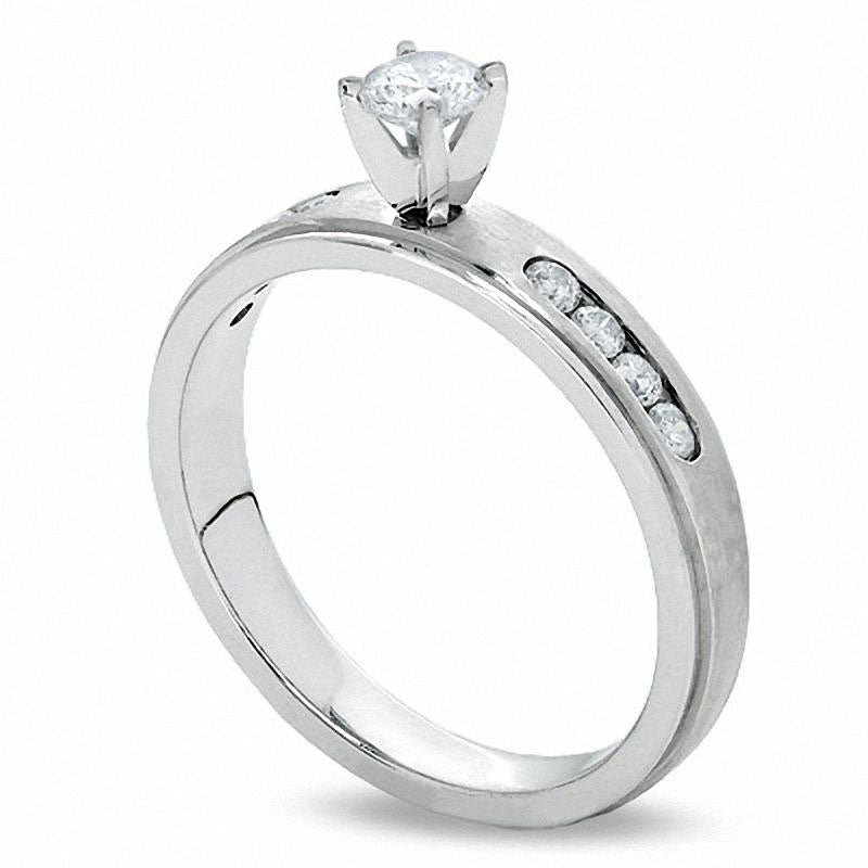 0.50 CT. T.W. Natural Diamond Engagement Ring in Solid 14K White Gold