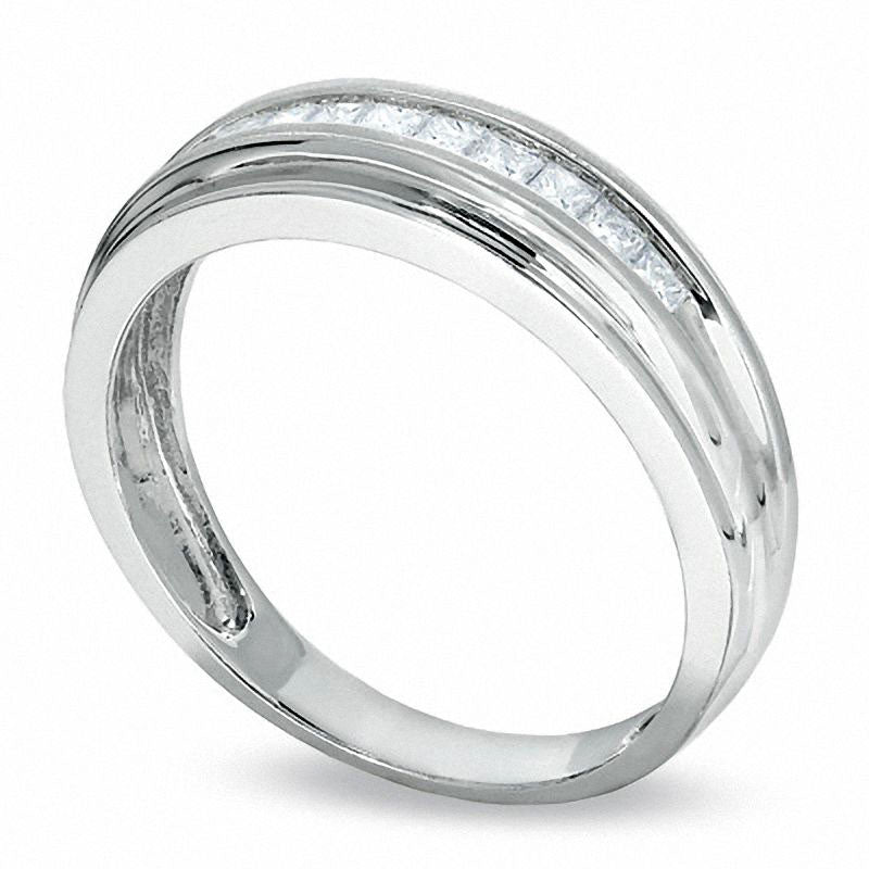 Men's 0.38 CT. T.W. Square-Cut Natural Diamond Wedding Band in Solid 14K White Gold