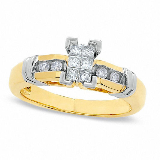 0.33 CT. T.W. Princess-Cut Natural Diamond Engagement Ring in Solid 14K Two-Tone Gold