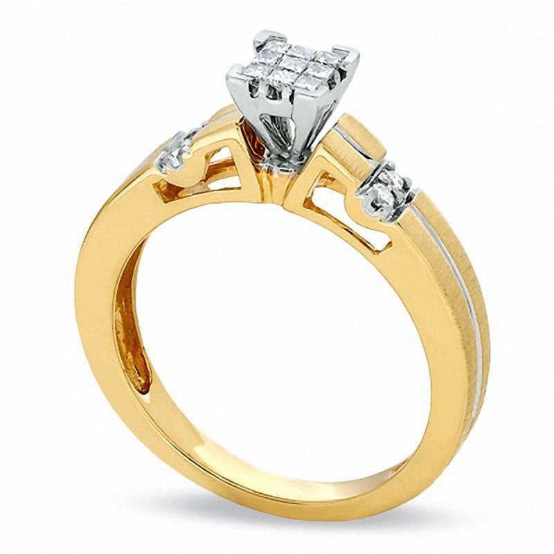 0.20 CT. T.W. Princess-Cut Composite Natural Diamond Engagement Ring in Solid 14K Gold