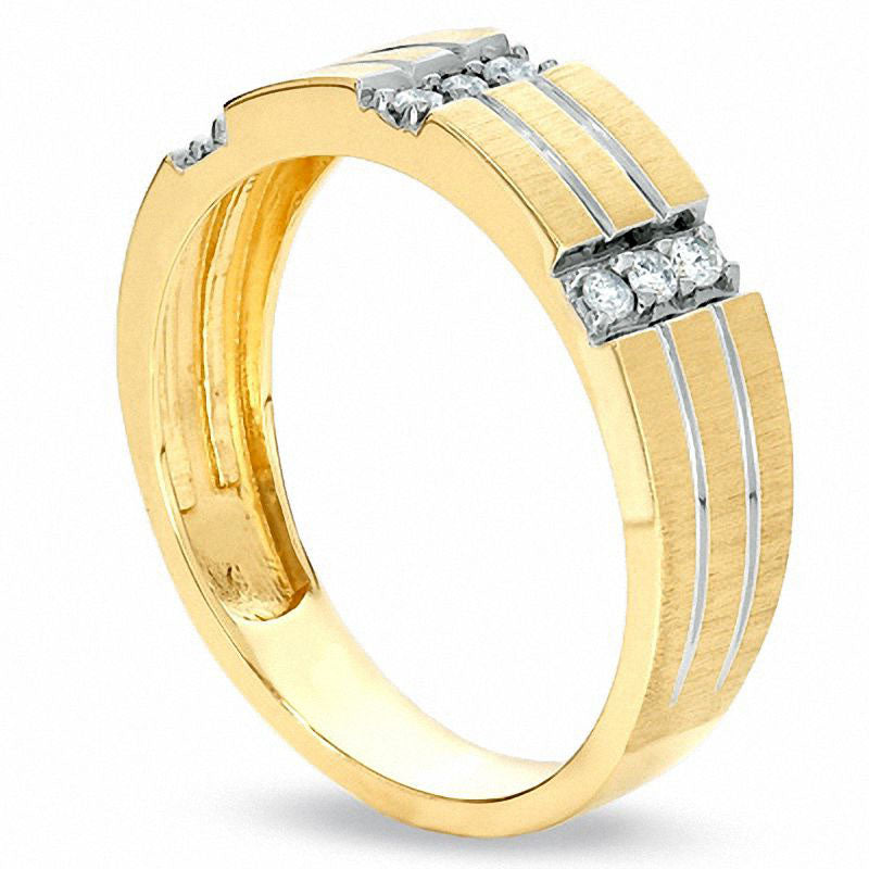 Men's 0.20 CT. T.W. Natural Diamond Wedding Band in Solid 14K Gold