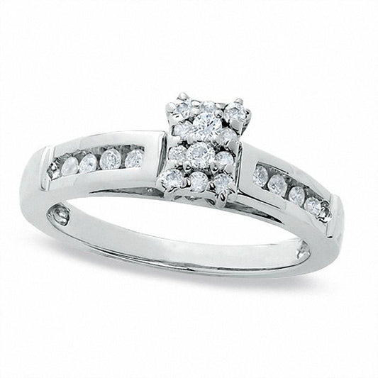 0.33 CT. T.W. Natural Diamond Engagement Ring in Solid 10K White Gold