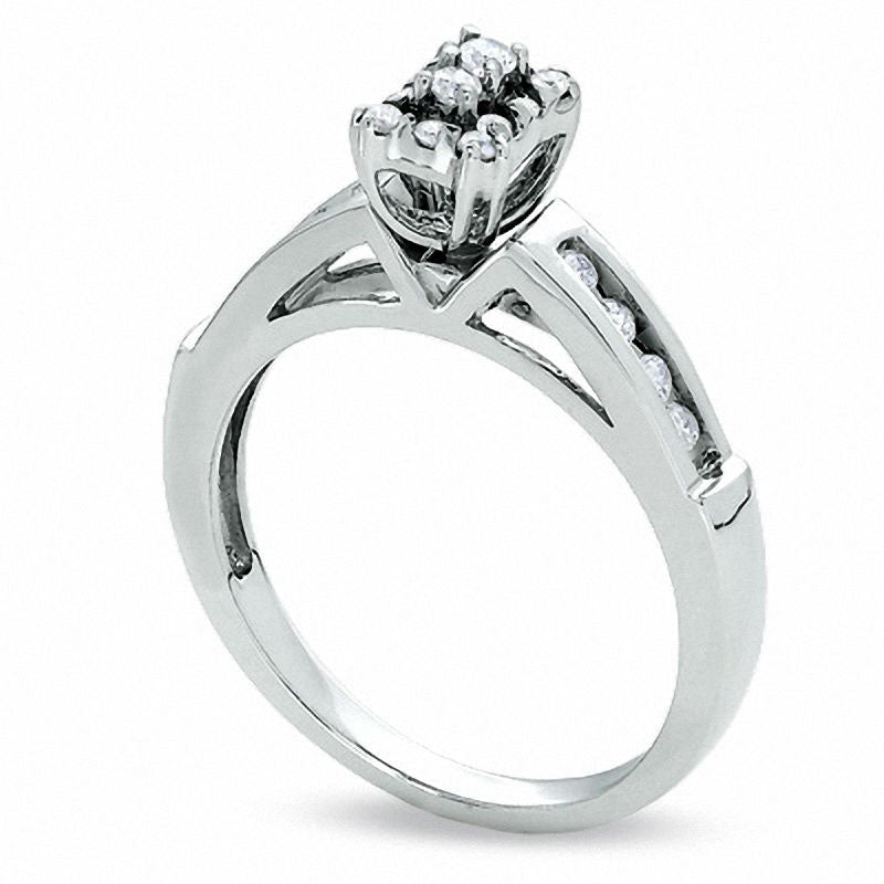 0.33 CT. T.W. Natural Diamond Engagement Ring in Solid 10K White Gold