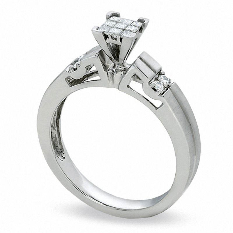 0.20 CT. T.W. Princess-Cut Natural Diamond Engagement Ring in Solid 10K White Gold