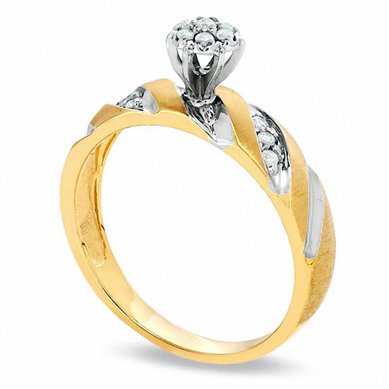 0.13 CT. T.W. Natural Diamond Engagement Ring in Solid 10K Two-Tone Gold