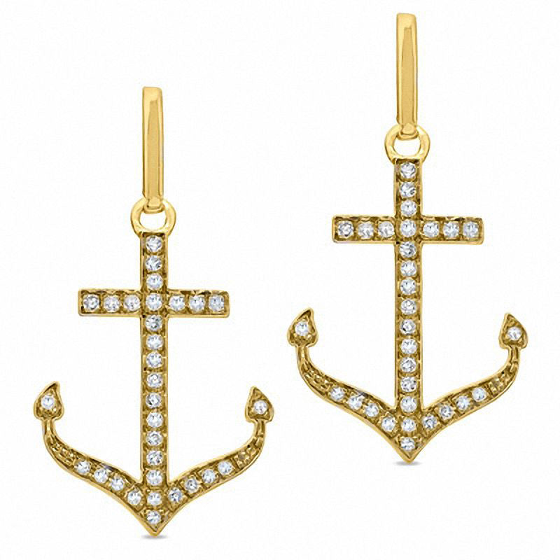 0.2 CT. T.W. Diamond Anchor Earrings in 10K Gold