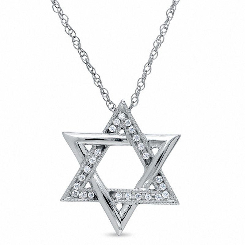 Natural Diamond Accent Star of David Pendant in Sterling Silver