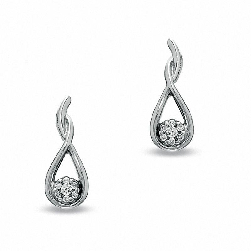 Diamond Accent Infinity Loop Drop Earrings in 10K White Gold