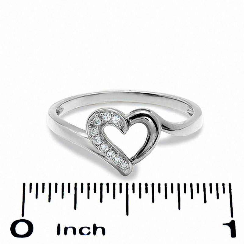 0.05 CT. T.W. Natural Diamond Heart Outline Ring in Solid 10K White Gold