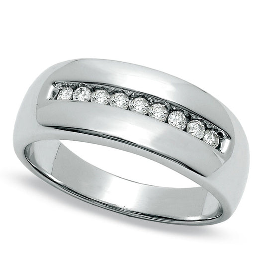 Men's 0.25 CT. T.W. Natural Diamond Wedding Band in Solid 14K White Gold