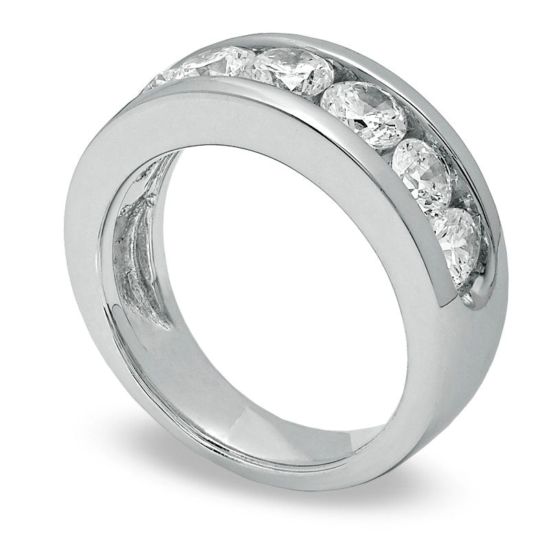 2.0 CT. T.W. Natural Diamond Seven Stone Anniversary Band in Solid 14K White Gold