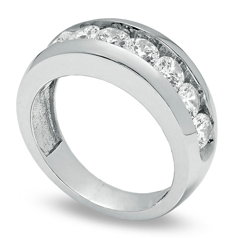 1.50 CT. T.W. Natural Diamond Eight Stone Anniversary Band in Solid 14K White Gold