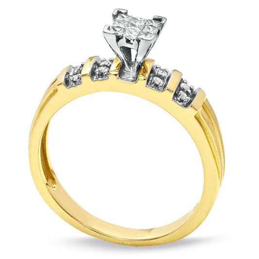 0.25 CT. T.W. Princess-Cut Composite Natural Diamond Engagement Ring in Solid 10K Yellow Gold