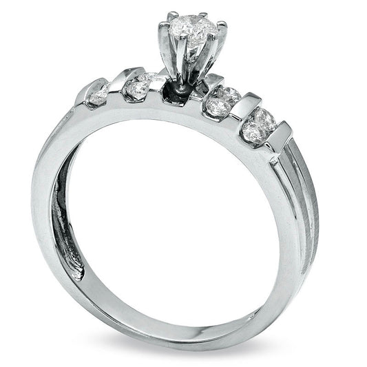 0.38 CT. T.W. Natural Diamond Engagement Ring in Solid 14K White Gold