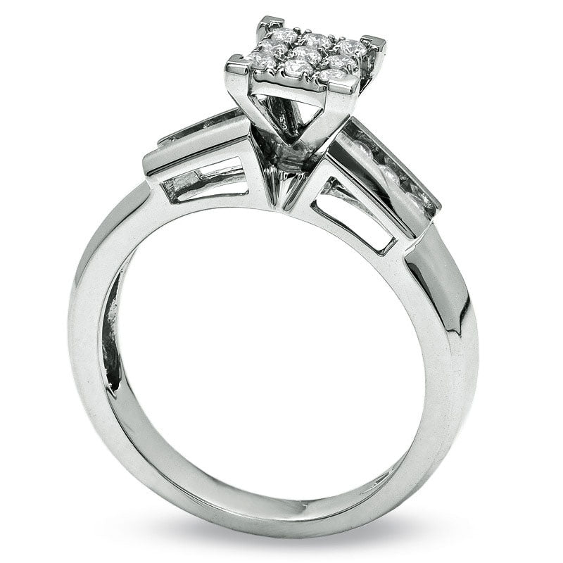 0.25 CT. T.W. Composite Natural Diamond Engagement Ring in Solid 14K White Gold