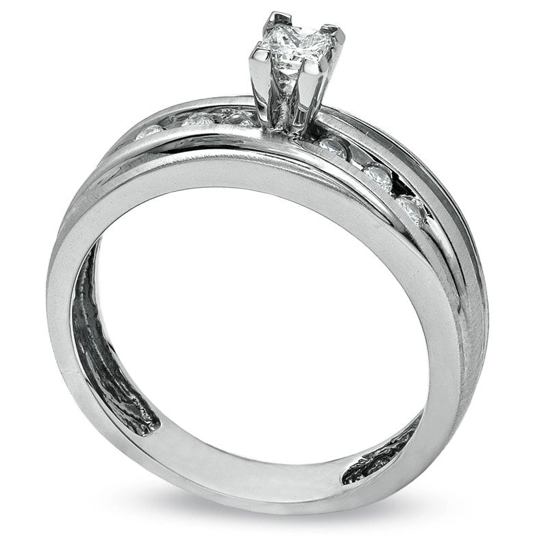 0.25 CT. T.W. Princess-Cut Natural Diamond Engagement Ring in Solid 14K White Gold