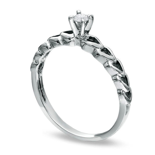 Natural Diamond Accent Heart Promise Ring in Solid 10K White Gold