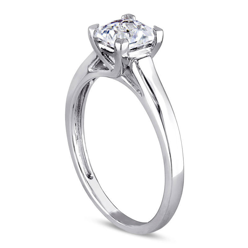 5.5.0mm Princess-Cut Lab-Created White Sapphire Solitaire Engagement Ring in Solid 10K White Gold