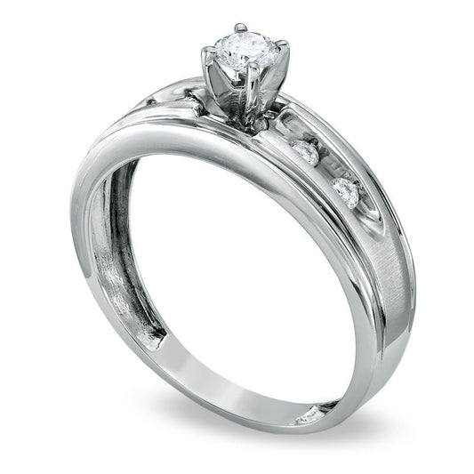 0.25 CT. T.W. Natural Diamond Engagement Ring in Solid 14K White Gold