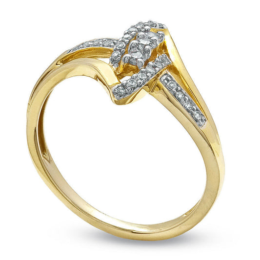 0.20 CT. T.W. Natural Diamond Marquise Bypass Promise Ring in Solid 10K Yellow Gold