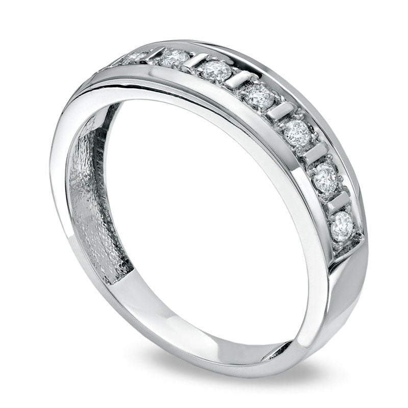 Men's 0.33 CT. T.W. Natural Diamond Wedding Band in Solid 10K White Gold