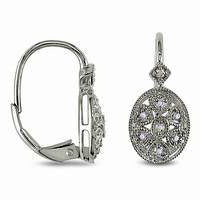 0.13 CT. T.W. Diamond Filigree Leverback Earrings in Sterling Silver