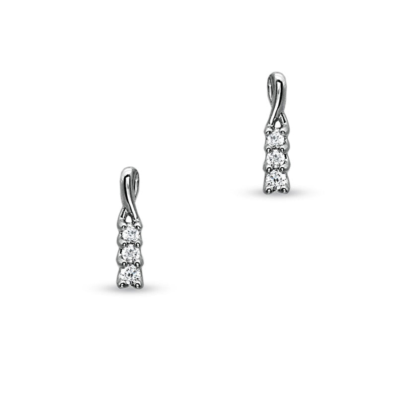 0.2 CT. T.W. Diamond Three Stone Drop Earrings in 10K White Gold