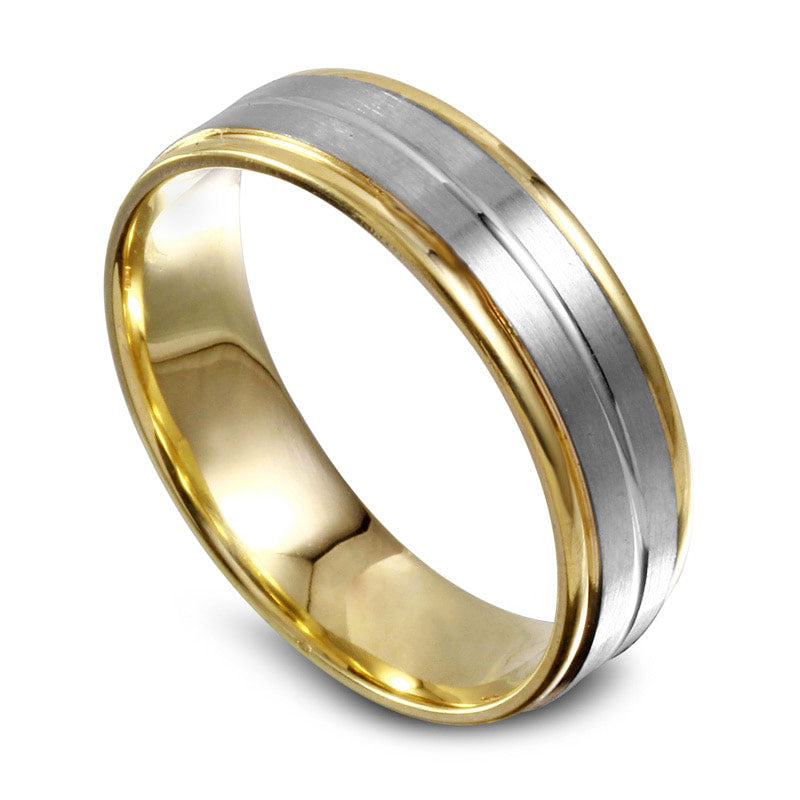 6.0mm Solid 10K Two-Tone Gold Wedding Band