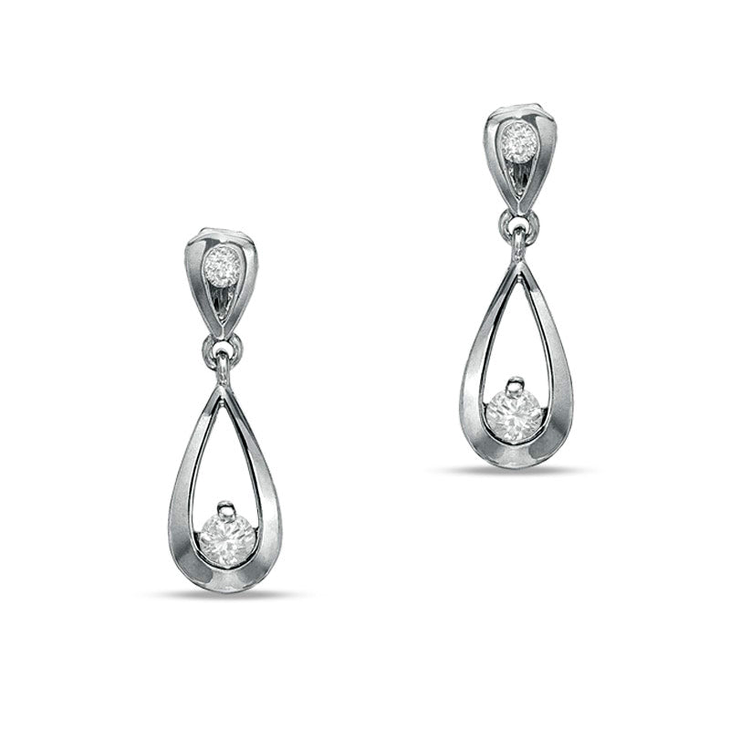 0.17 CT. T.W. Diamond Teardrop Earrings in 10K White Gold