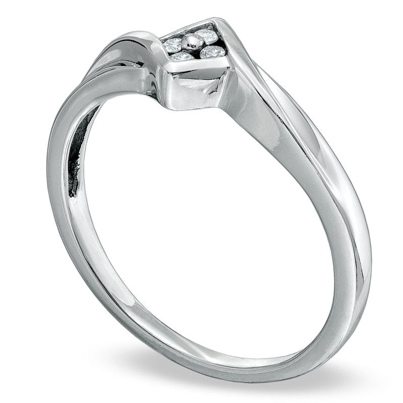 Natural Diamond Accent Ballpark Bypass Promise Ring in Solid 10K White Gold