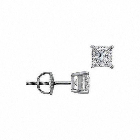 0.25 CT. T.W. Certified Princess-Cut Diamond Solitaire Stud Earrings in 18K White Gold (I/SI2)