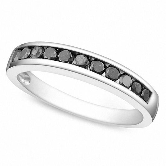 0.50 CT. T.W. Enhanced Black Natural Diamond Anniversary Band in Sterling Silver