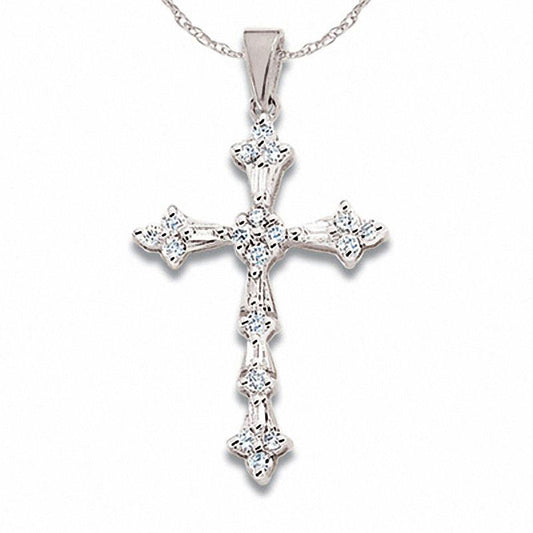 0.25 CT. T.W. Natural Diamond Miracle Cross Pendant in 10K White Gold