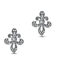 0.13 CT. T.W. Diamond Fleur-de-Lis Earrings in Sterling Silver