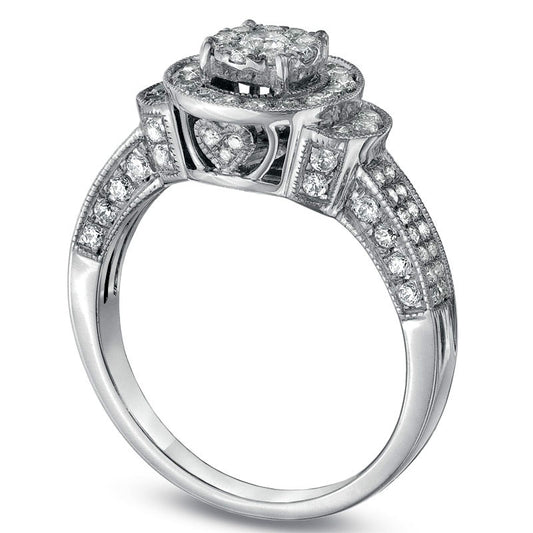 0.75 CT. T.W. Composite Natural Diamond Framed Engagement Ring in Solid 10K White Gold