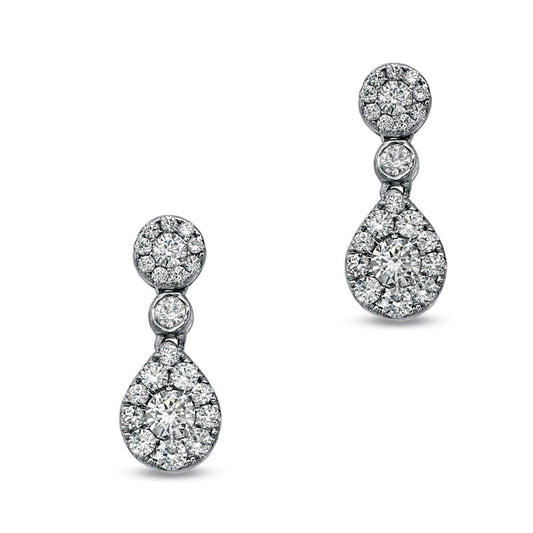 0.75 CT. T.W. Diamond Framed Drop Earrings in 10K White Gold