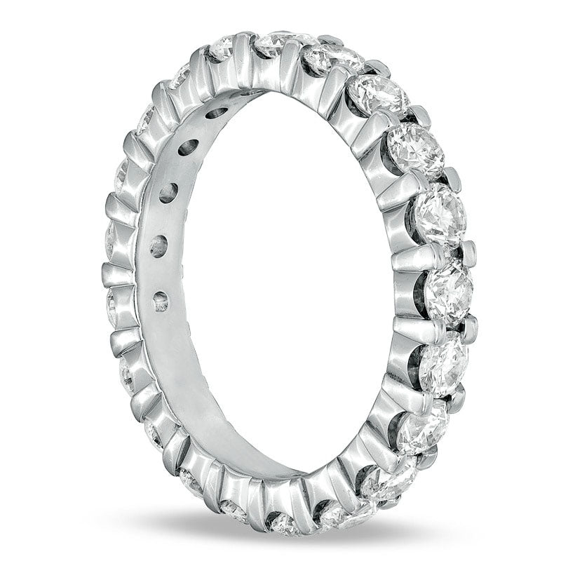 2.0 CT. T.W. Natural Diamond Eternity Wedding Band in Solid 18K White Gold (G/SI2)