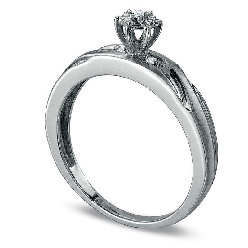 Natural Diamond Accent Engagement Ring in Solid 10K White Gold