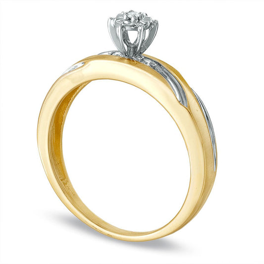 Natural Diamond Accent Swirl Engagement Ring in Solid 10K Yellow Gold