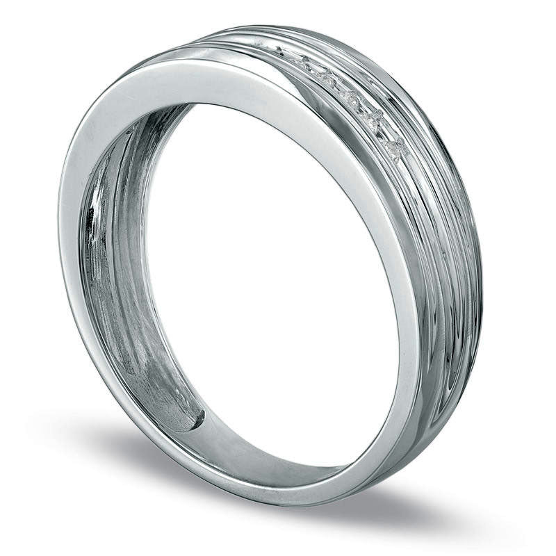 Men's 0.13 CT. T.W. Natural Diamond Wedding Band in Solid 10K White Gold