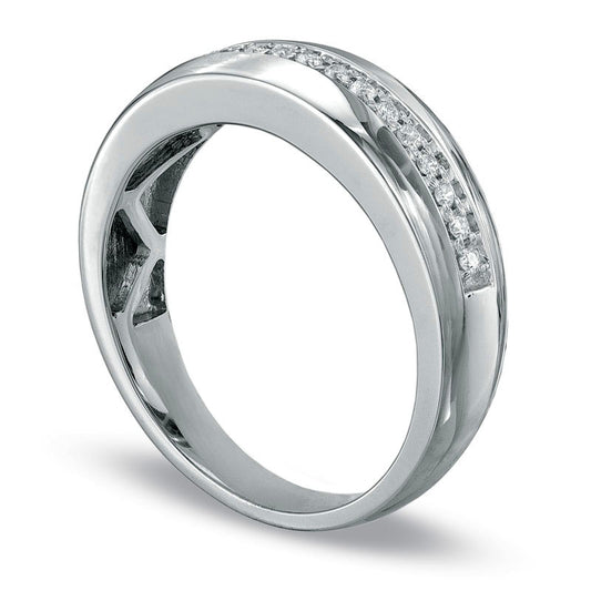 Men's 0.20 CT. T.W. Natural Diamond Wedding Band in Solid 10K White Gold