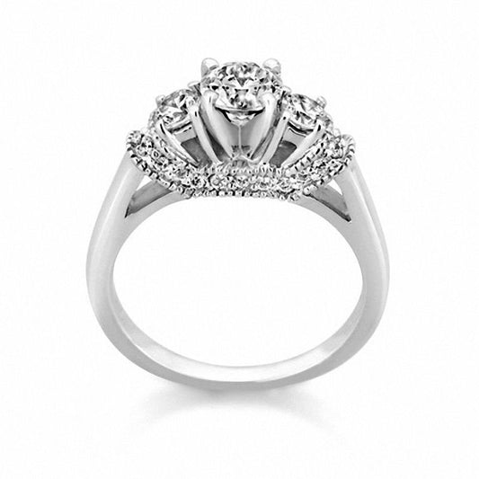 0.50 CT. T.W. Certified Natural Diamond Three Stone Engagement Ring in Solid 14K White Gold (I/SI2)