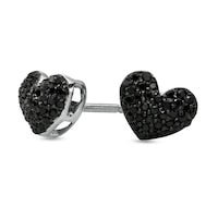 0.2 CT. T.W. Enhanced Black Diamond Puffed Heart Stud Earrings in Sterling Silver