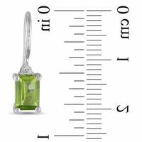 Emerald-Cut Peridot and Diamond Accent Drop Earrings in Sterling Silver