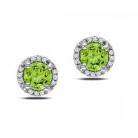 5.0mm Peridot and Diamond Accent Stud Earrings in Sterling Silver