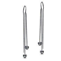 Diamond Accent Heart Drop Threader Earrings in Sterling Silver