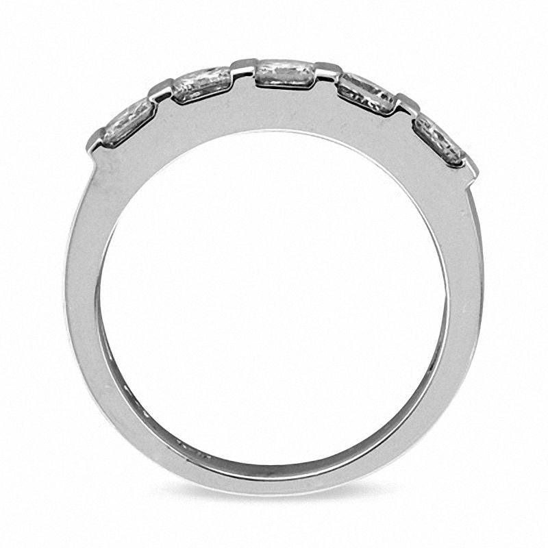 0.50 CT. T.W. Princess-Cut Natural Diamond Five Stone Anniversary Band in Solid 14K White Gold (I/SI2)