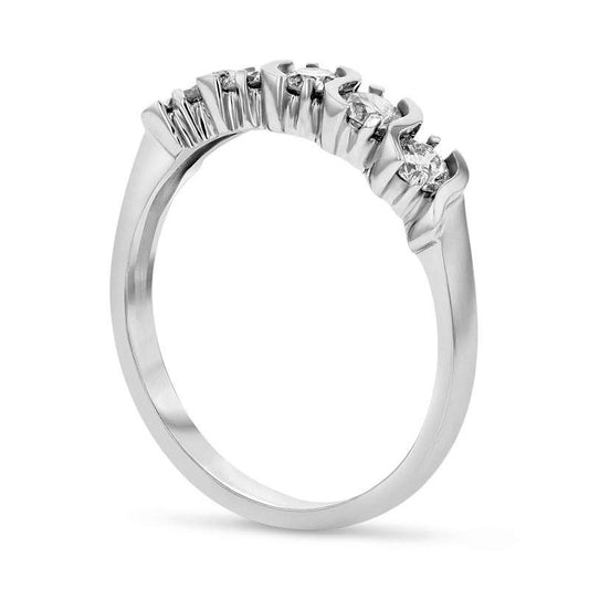 0.50 CT. T.W. Natural Diamond Five Stone Anniversary Band in Solid 14K White Gold